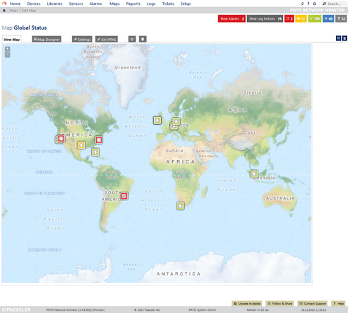 The Global Status of a Network in a Geo Map