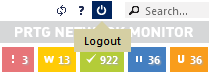 PRTG Main Menu: Logout Button PRTG Main Menu: Logout Button